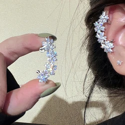 1Pcs Trendy Simple Zircon Flowers Ear Clip Earring Without Piercing For Women Sparkling Ear Cuff Clip Party Wedding Jewelry Gift