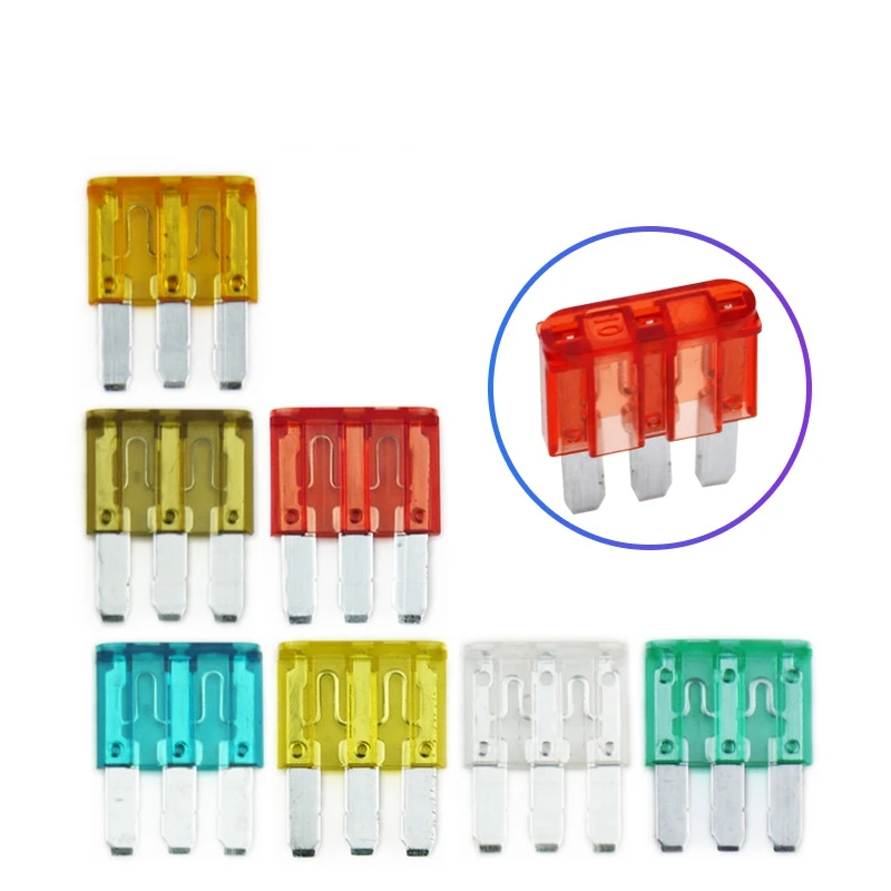 

Micro3 Fuse 3 Pins High Quality Automotive Car Fuses For Ford Focus Mondeo Dodge JEEP 5A 7.5A 10A 15A 20A 25A 30A