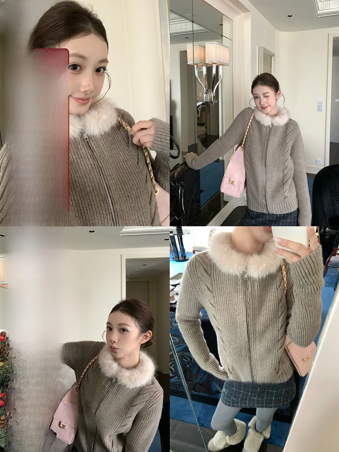 

Каштановый теплый вязаный кардиган с объемным цветочным узором для женщин, осенне-зимнее пальто из мягкого полиэфирного волокна