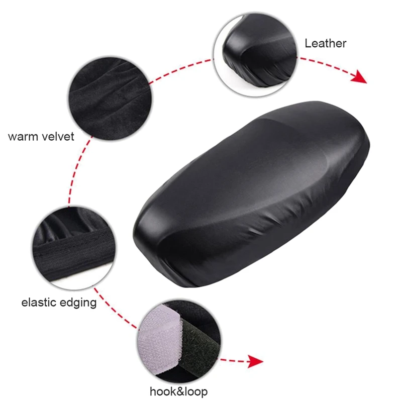 Funda de cojín para asiento trasero de motocicleta, cubierta de terciopelo cálido, impermeable, PU, Invierno