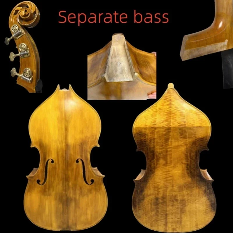 

Finished 5 strings flat back Double Bass, Solid wood, Separate Neck Body 3/4