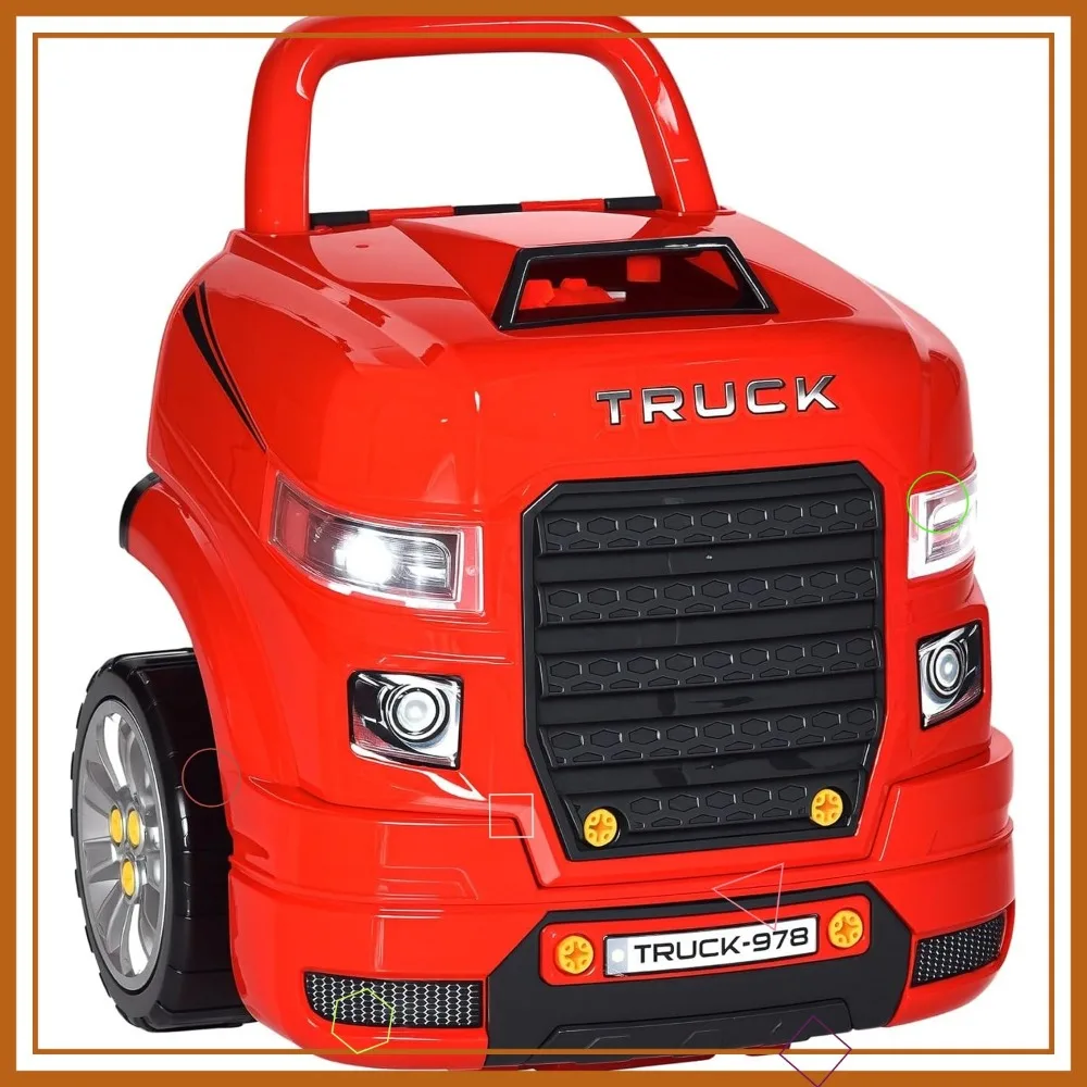 

Kids Mechanic Toy Set with Lights, Sounds & Steering Wheel, 61-Piece Car Engine Building Kit for Ages 3+