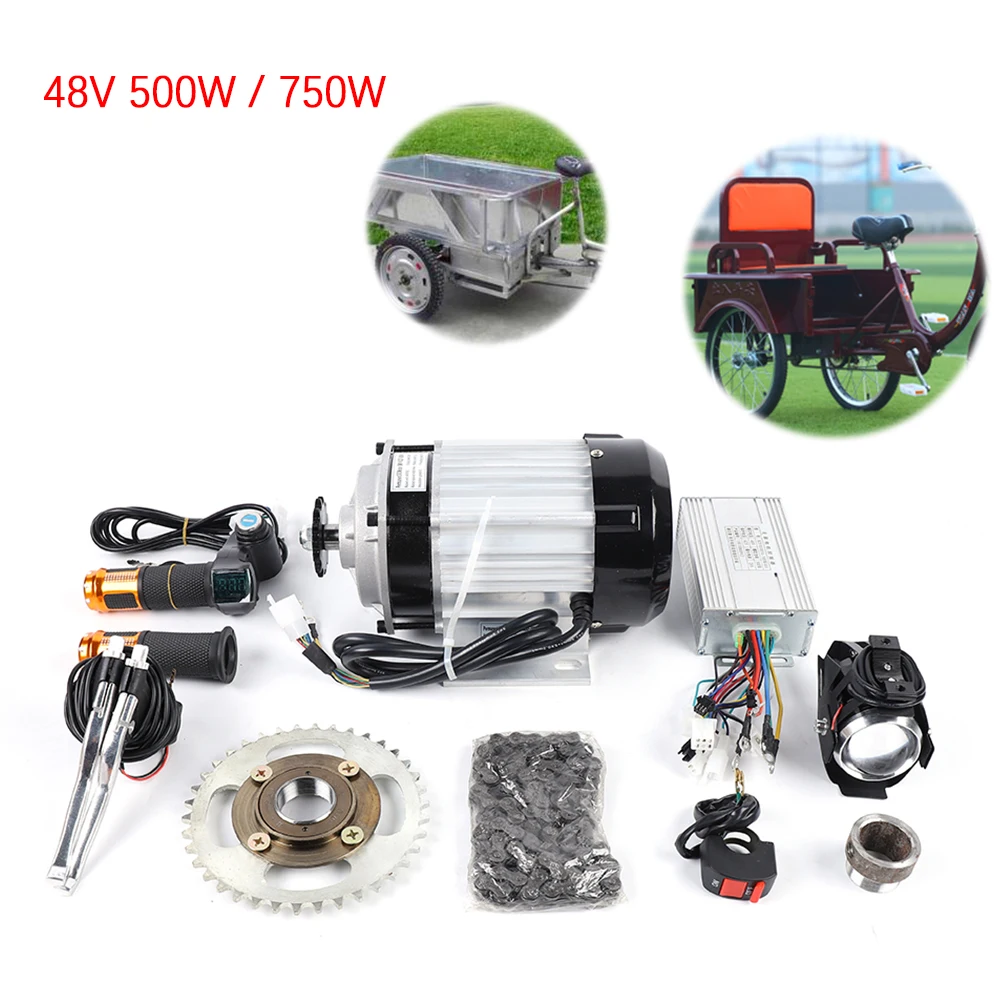 Electric Tricycle Bike Handlebar Brushless Gear Motor Kit, 3-Wheeled Electric Brushless Motor, 48V, 500 W, 750W