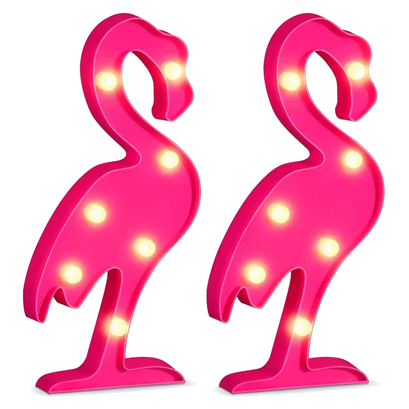 Flamingo LED Light Flamingos Pink Night Lamp Battery Powered Flamingo Table Lights for Home Wall Kid\'s Room Birthday Party