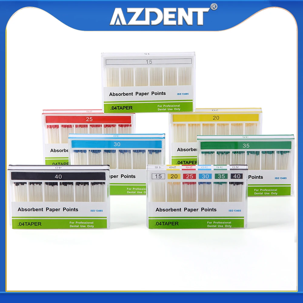 100pcs/box Azdent Dental Absorbent Paper Points 0.04 taper Dental Materials Strong Absorption Pure Cotton Fiber paper