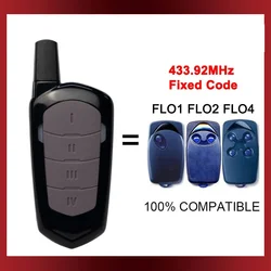 For FLORS FLO1 FLO2 FLO4 Garage Door Remote Control Duplicator 433.92MHz Fixed Code Clone Electric Gate Door Opener Transmitter