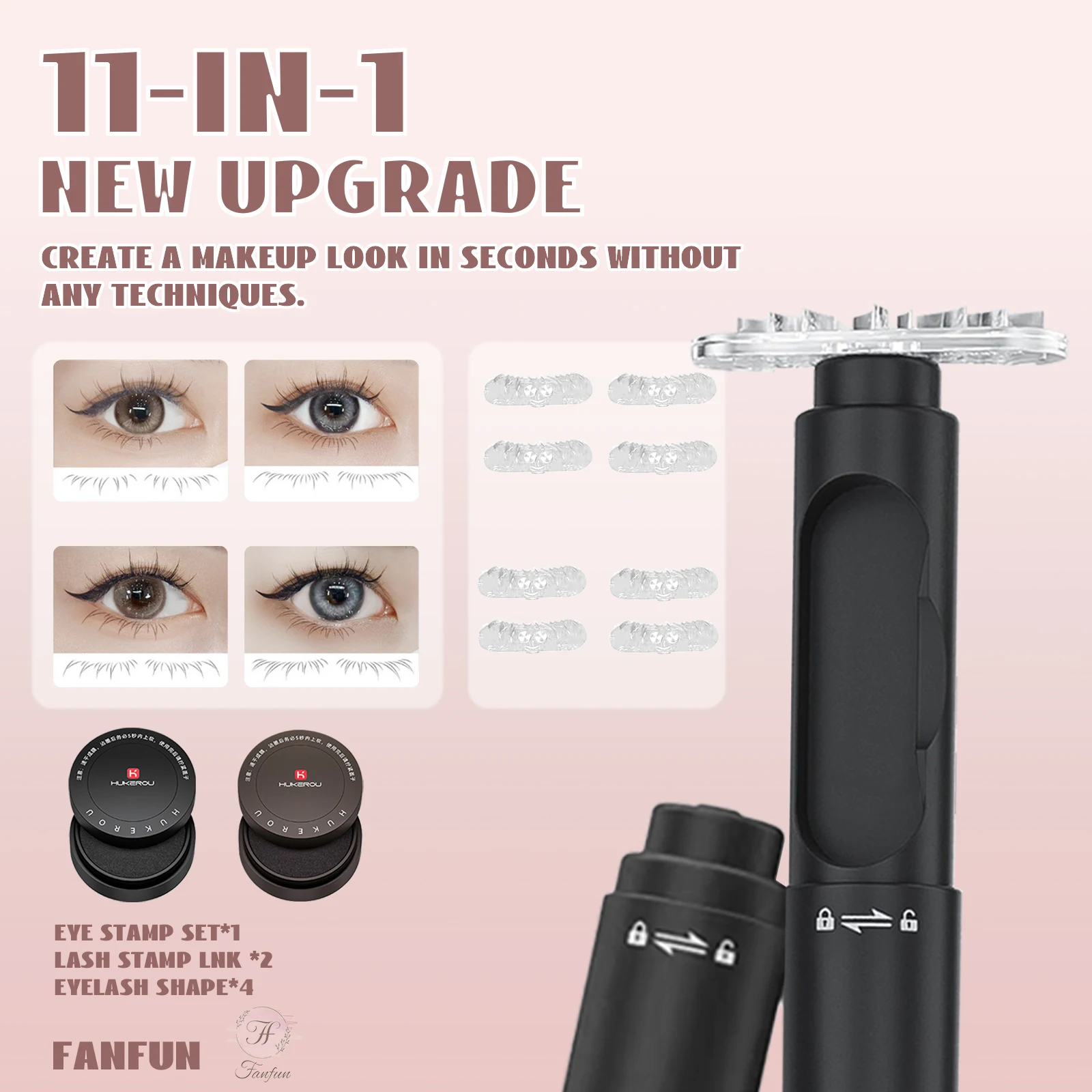 Stylo tampon pour cils inférieurs Dezone noir/marron, imperméable, résistant à la sueur, maquillage coréen, cosmétiques, cils d'apparence naturelle 3 en 1