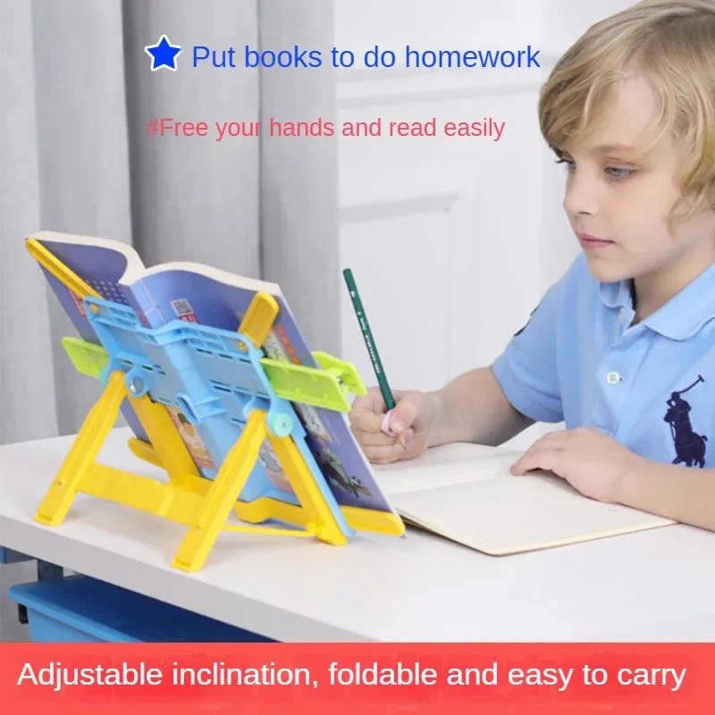 Children's Multifunctional Foldable Desktop Reading Bookshelf Primary School Student Sitting Posture Correction Reading Bracket