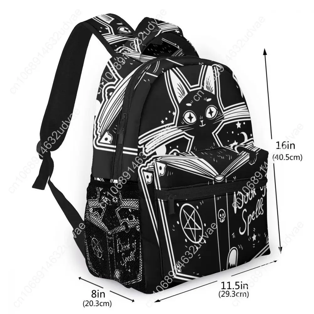 Black Witch's Cat Reading The Book of Dark Magic School Bag Girls Travel Bag Backpack with Multiple Using Women Backpacks