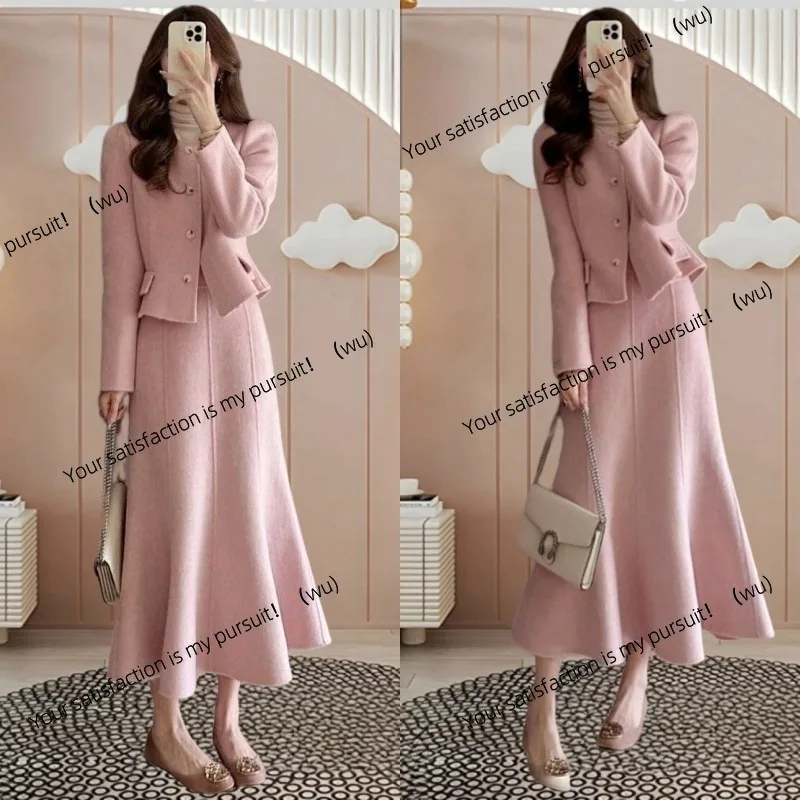 

Одиночный/комплект, высококачественная юбка большого размера с богатым темпераментом для дочери, элитная верхняя юбка, маленькая костюмная юбка в ароматном стиле