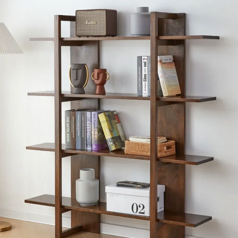 Solid wood pine home study bookcase shelf floor storage