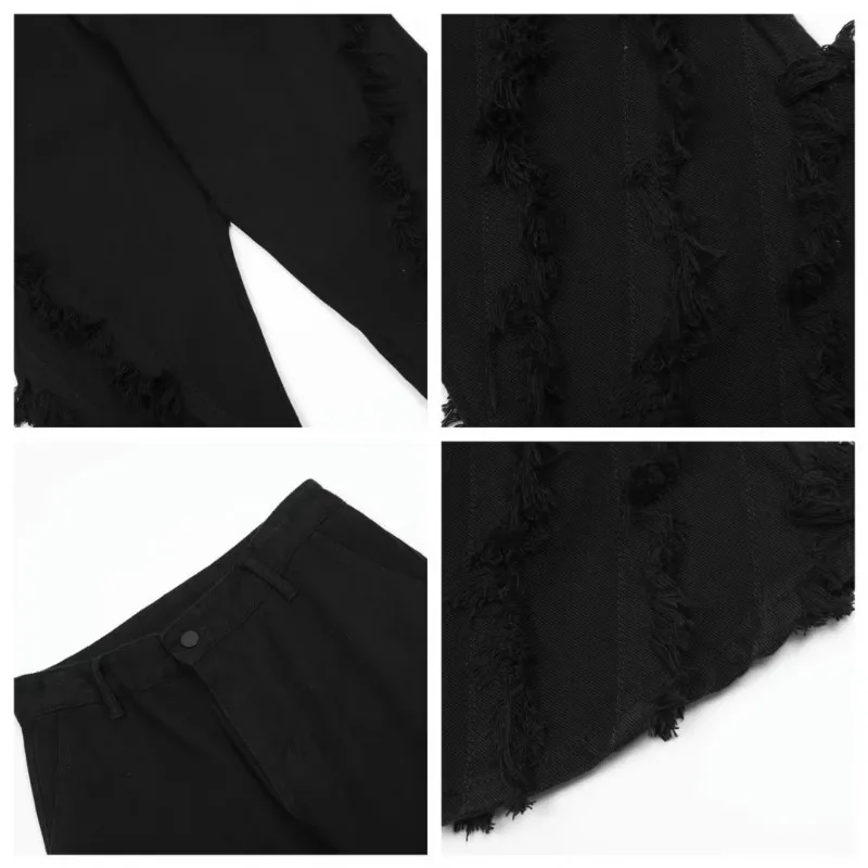 Men Baggy Jeans Y2K Streetwear Black White Denim Pants for Men Casual Wide-leg Jeans Trousers