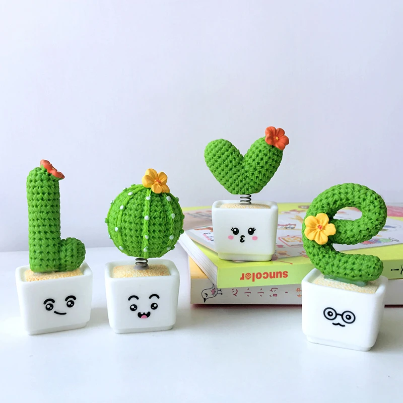 4pcs/Set Resin Succulent Cactus Mini Artificial Green Plants Crafts For Car Office Home Living Room Table Decor