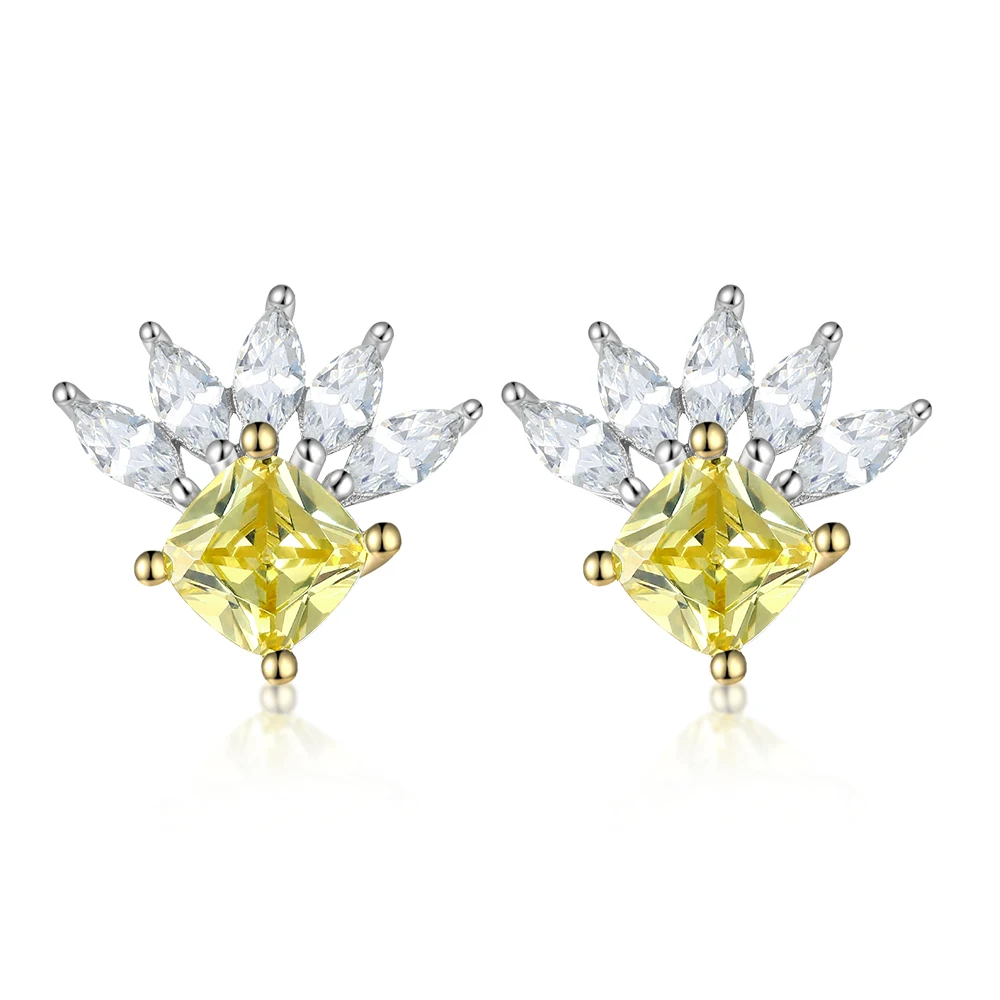 

Factory Price Yellow CZ Gemstone Earrings Classical Silver Stud Earrings