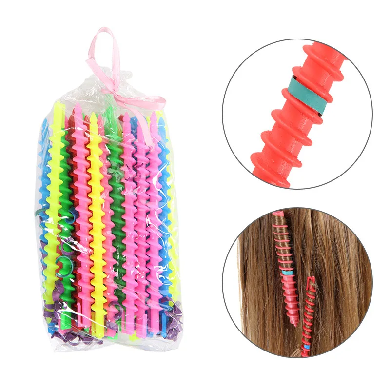 20/22pcs Plastic Spiral Perm Stick Heatless Hair Curler Women Curly Hair Rollers No Heat Curls Cold Perm Bar Barber