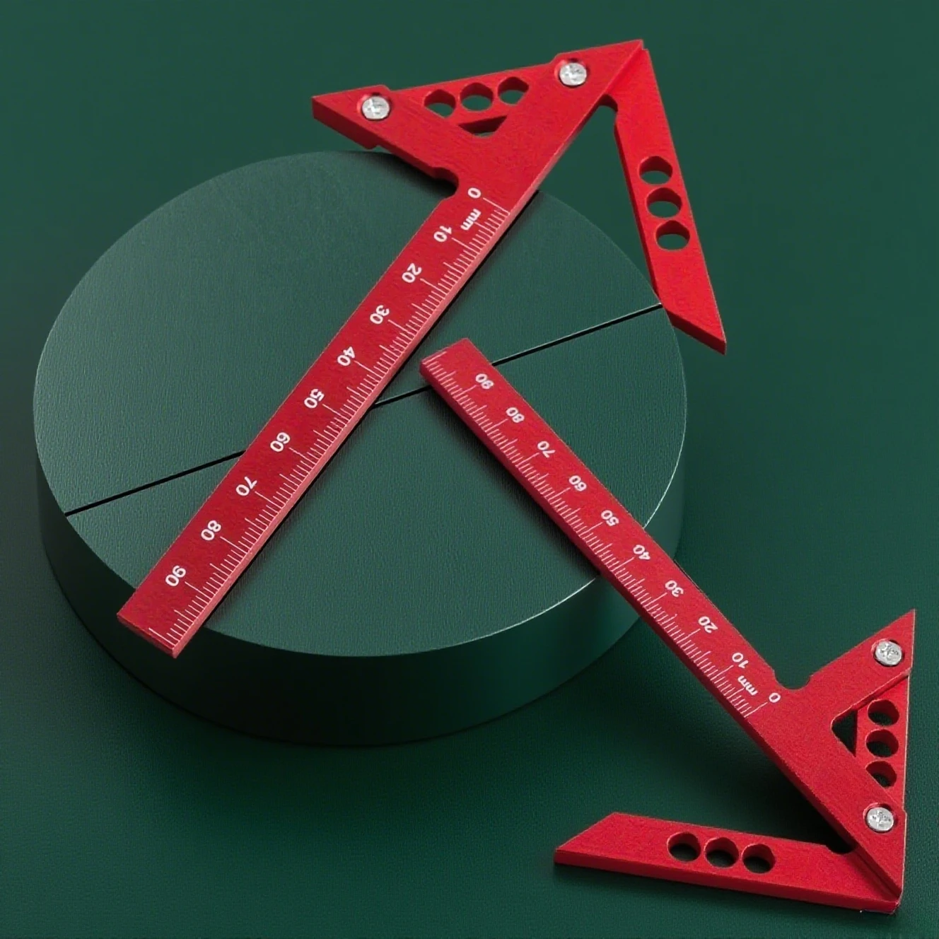 Center Finder Woodworking Square - 45/90 Degree Right Angle Line Gauge - Aluminum Center Scribe Precision Carpenter Ruler