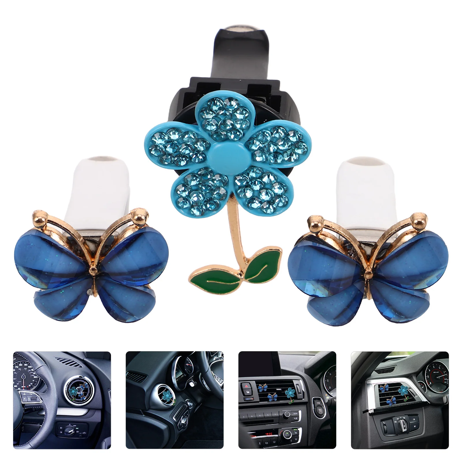 

1Set Car Vent Clips Air Freshener Rhinestone Embellished Elegant Stylish Accessories for Women Teen Girls Interior Decor