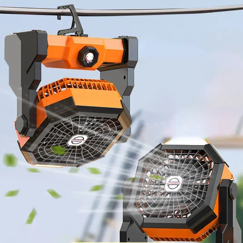 

Портативный перезаряжаемый вентилятор от 6 до 25 часов, регулируемая скорость, 7800 мАч, уличный вентилятор для кемпинга со светодиодной подсветкой для палатки, рыбалки, пикника, вентилятор