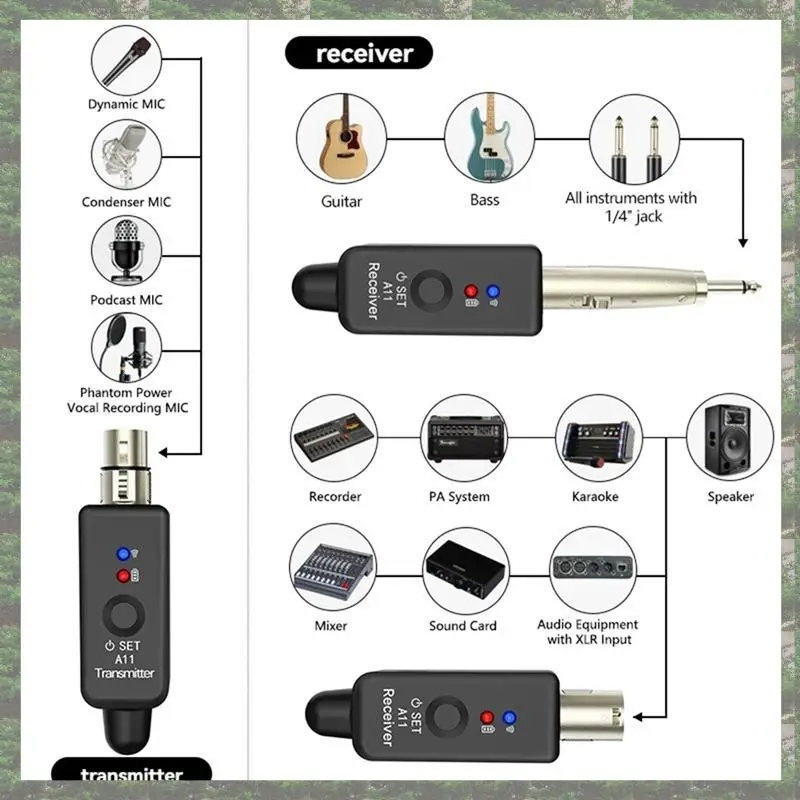 

Microphone Wireless System Micphone Wireless Transmitter UHF Transmitter & Receiver For Dynamic/Condenser Microphon