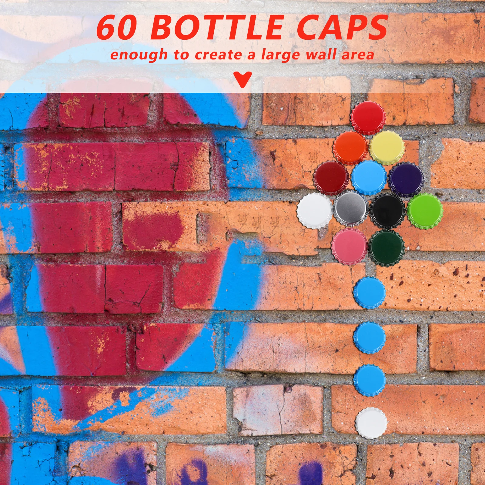 

60pcs Double Sided Colored Beer Bottle Caps for Crafts Wall Art DIY Materials vibrant colors iron geometric decor kitchen bar