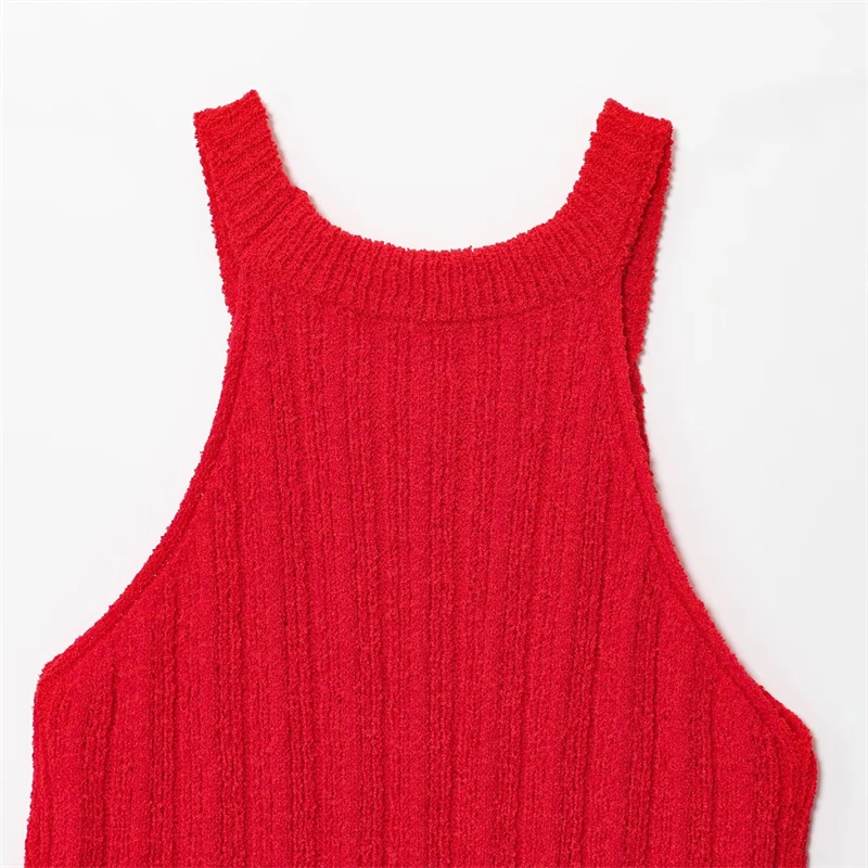 KEYANKETIAN Rompi Rajut Wanita Musim Gugur Terbaru, Kerah Bulat Tanpa Lengan dengan Hiasan Rumbai, Atasan Rompi Sweater Wanita