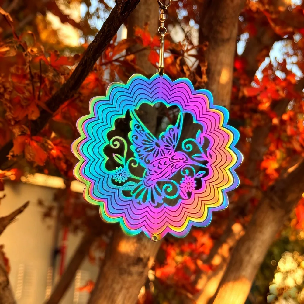3D Flowing Wind Spinner Stainless 10 Styles Yard Garden Mirror Rainbow 10cm Catcher Hanging Decor