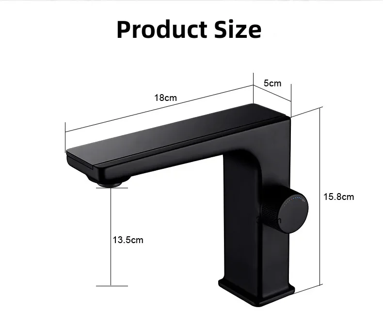 New Brass Led Display Copper Matte Black Sink Faucet Digital Basin Faucet For Bathroom And Toilet