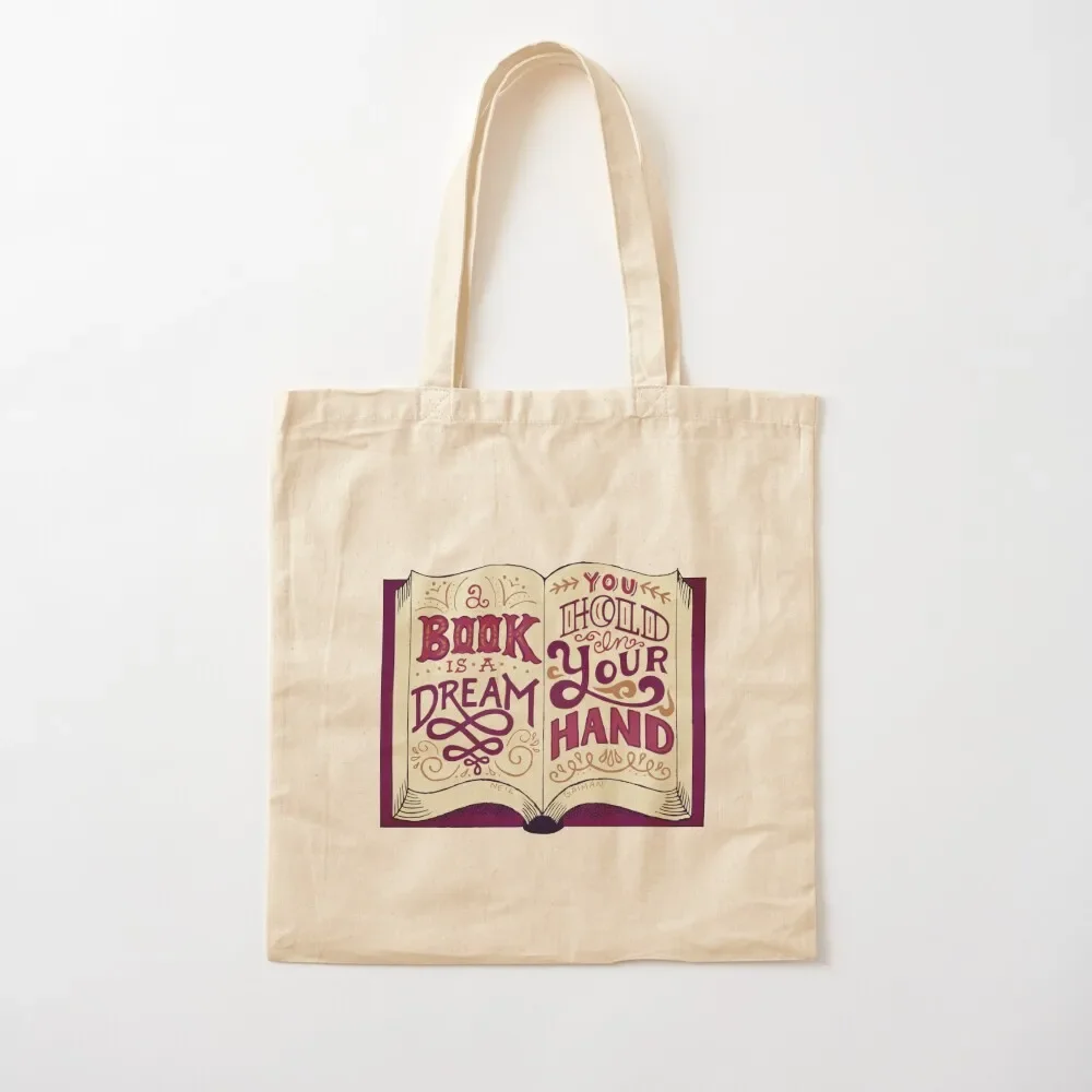 

A Book is a Dream Tote Bag Shopping bags woman shopping bag tote bag custom Canvas shoulder