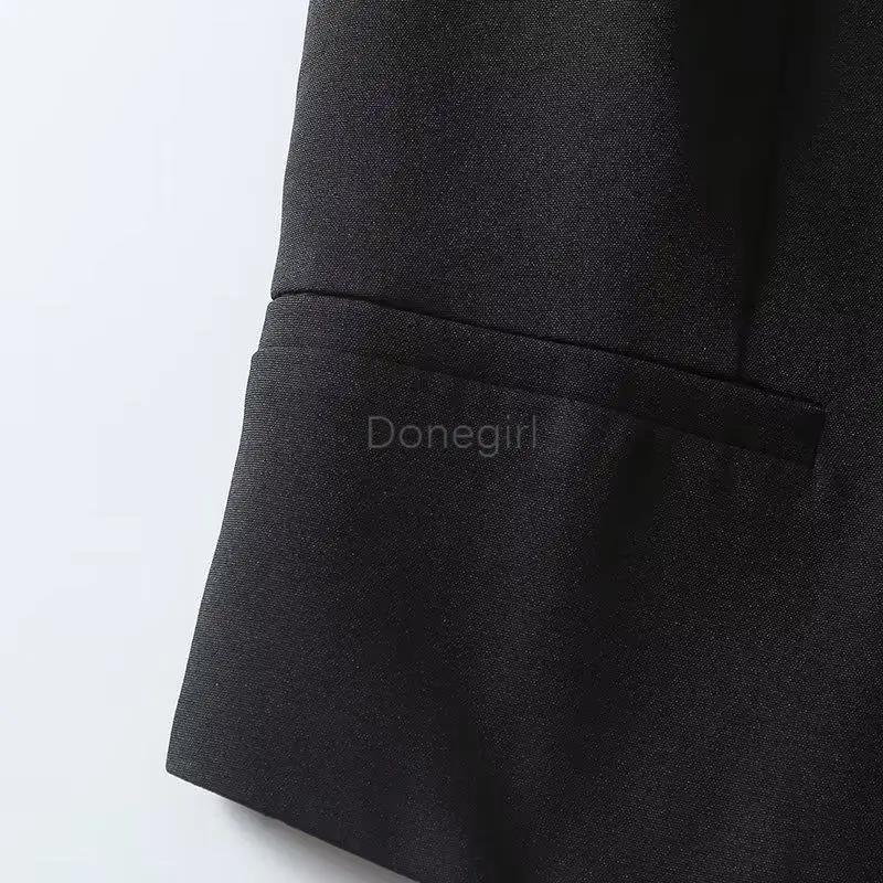 Donegirl 2023 New Fashion Women Solid scollo a v senza maniche monopetto Blazer corto gilet pendolare Slim top canotta Chic femminile