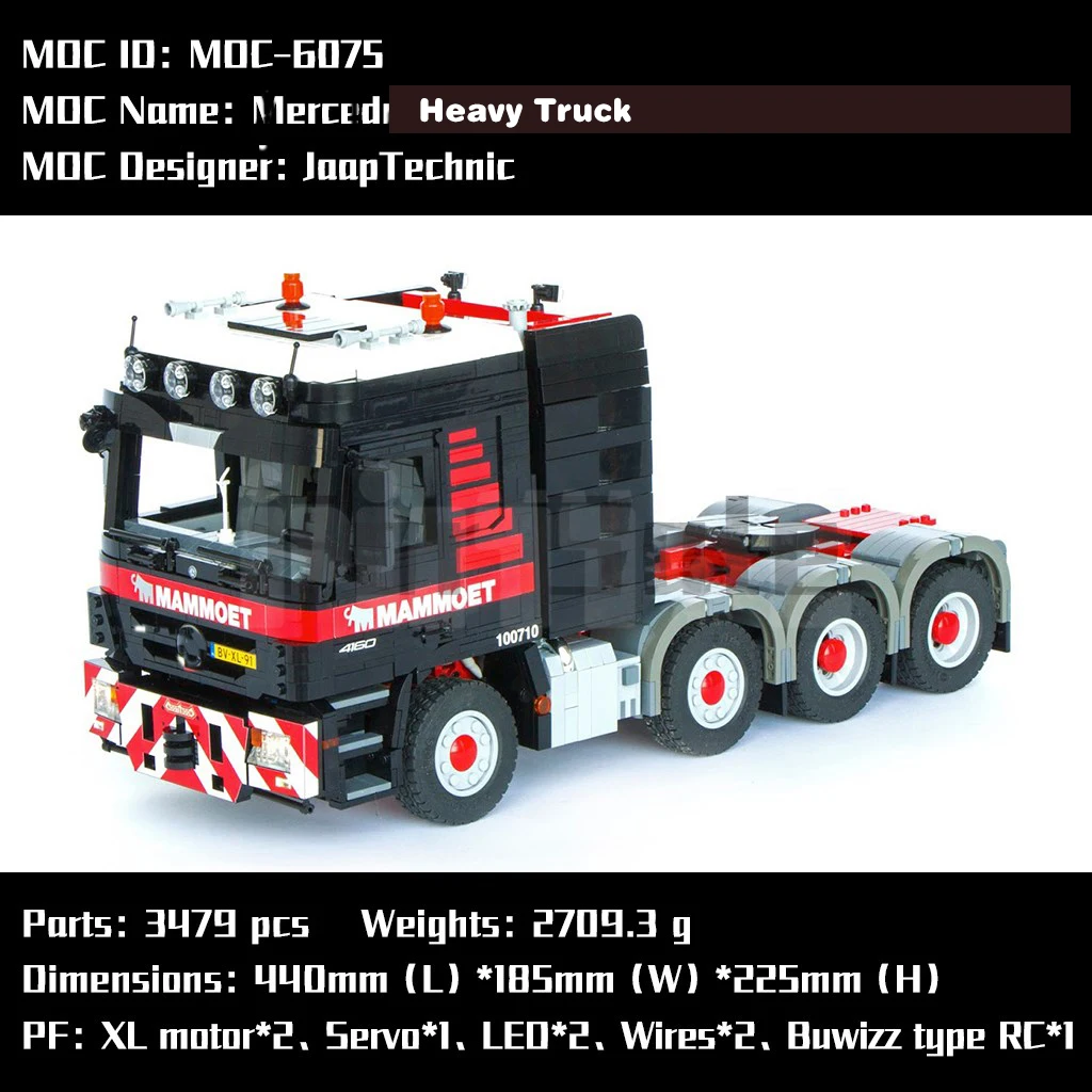 MOC6075 Heavy Truck & 3619 Semi Trailer Model With PDF Drawings Building Blocks Bricks Gift