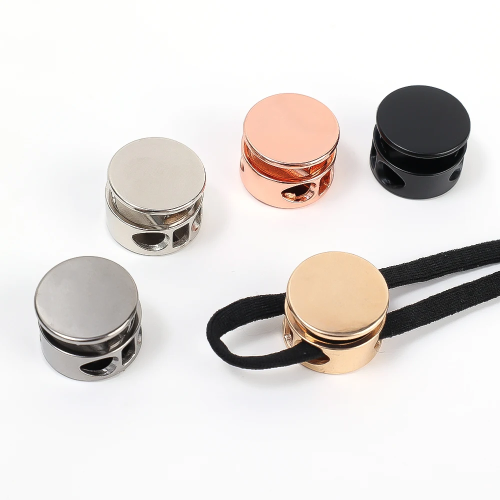 10 Stück Legierung 2-Loch-Pressverschluss Kordelstopper Stoff-Schnürsenkelklemme Knebelverschluss Schnallen Lanyard-Seil Kordelzug Nähzubehör – Detail 3