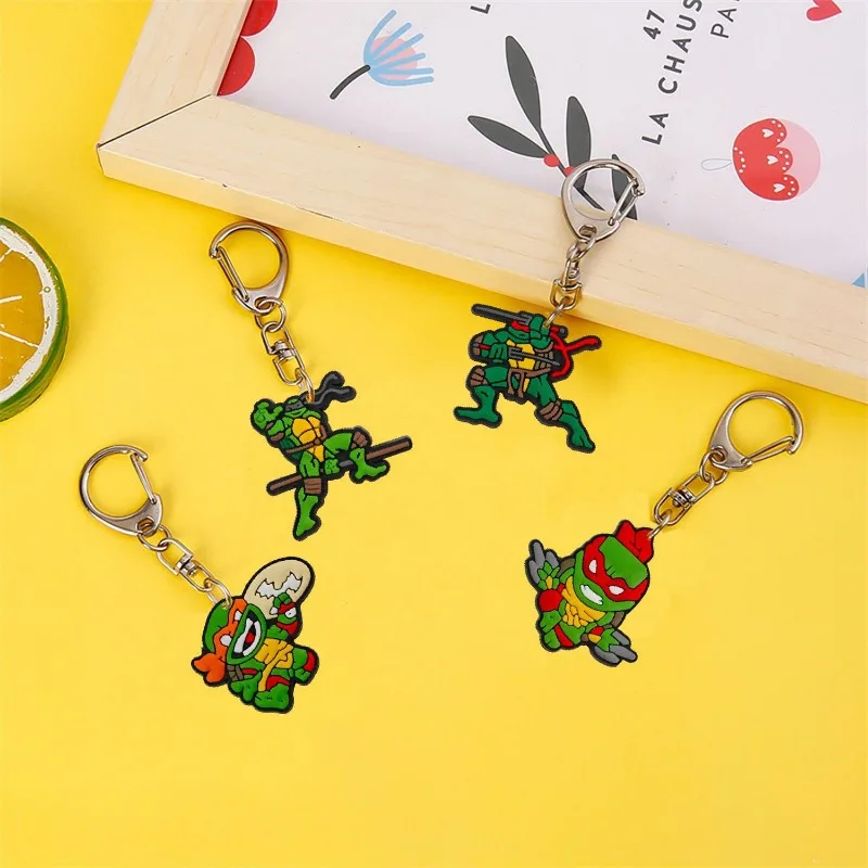 TMNT Teenage Mutant Ninja Turtles Cartoon Keychain Key Ring Lovely Cute Backpack Ornaments Pendant for Friend Lovers Keychain