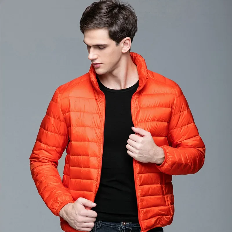 Mens Light  Down Jacket 2023 Spring New Men\'s Lightweight Water-Resistant Packable Puffer Jacket Stand Collar Feather Coats