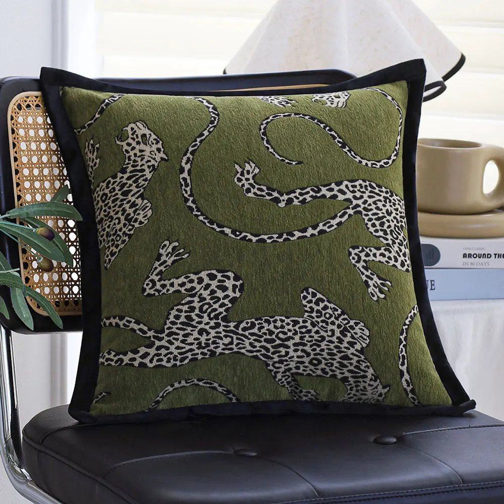 Soft Chenille Throw Pillow Cover 45x45 Jacquard Cushion Case for Sofa Bed Decor, Modern Home Living Room Decorative Pillowcase