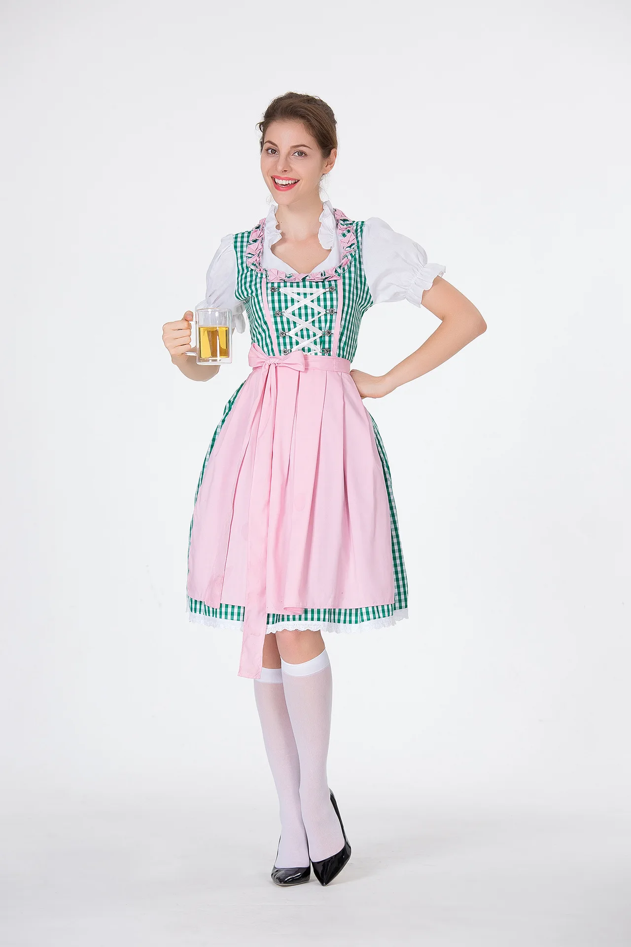 German Oktoberfest Beer Girl Costume Bavarian National Costume Bar Waiter Overalls Size S-3XL