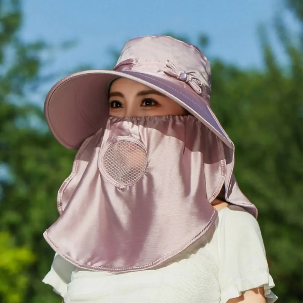 

Wide Brim Sunshade Sun Hat Lightweight Face Cover Women Picking Tea Hat UV Protection Breathable Neck Flap Hat Fishing