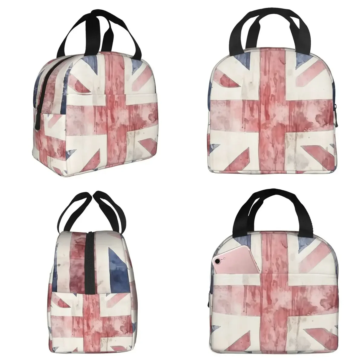 Watercolor Union Jack British Flag Print Insulated Lunch Bag for Women Office Cooler Thermal Food Box Tote Leakproof