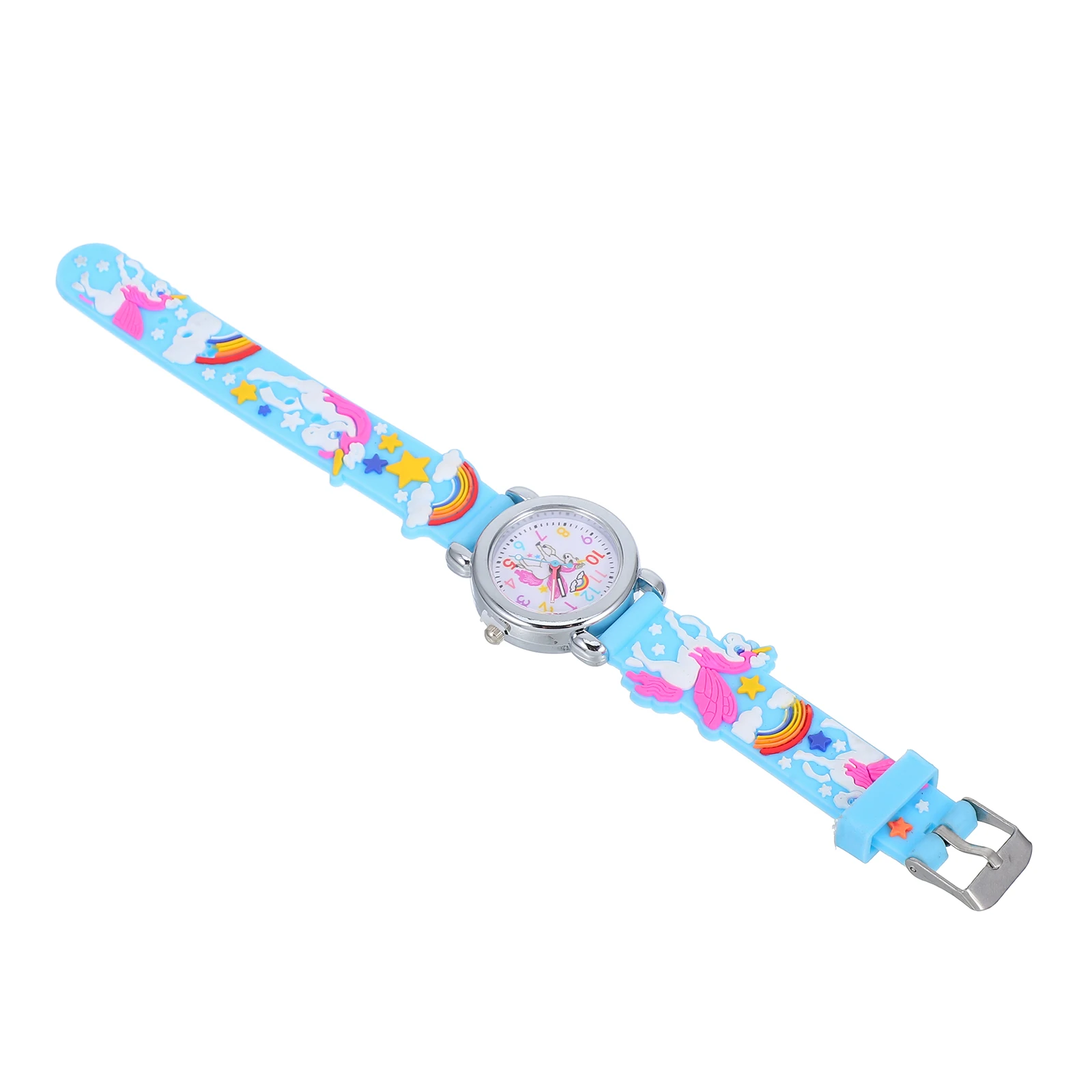 

Cartoon Watches Kids Adjustable Silicone Band Unicorn Pattern Lightweight Portable Children Wrist Watch Blue Color Student Cute