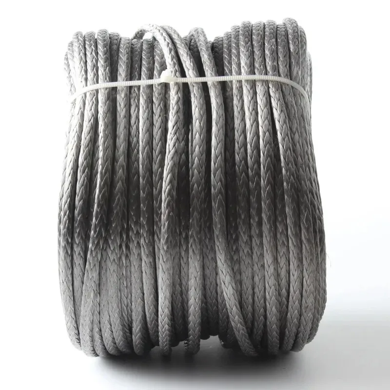 6MM 12 Weaves Grey Color 100M/Roll UHMWPE Hollow Braid Marine Winch Towing Rope