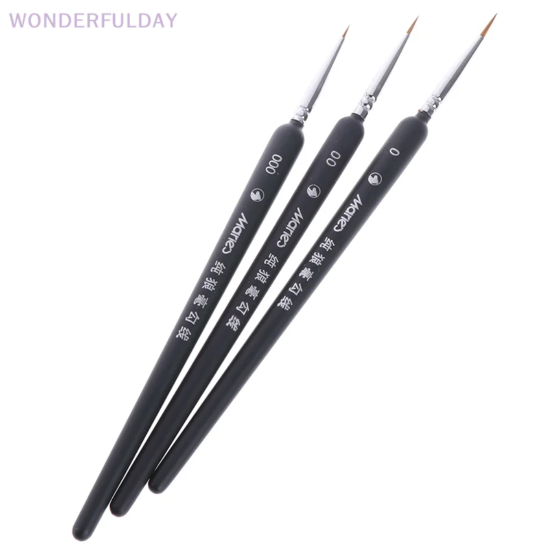 

New 3pcs Brush 0/ 00/ 000 Wolf Hair Brushes Set for Detail Art Painting Miniature Acrylic Watercolor Oil Gouache Paint Brush Pen