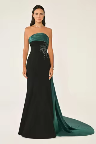 Customized Retro Sequined Ruched Mermaid Strapless Long Dresses Evening Dresses Fashion Formal Dress Celebrity Dresses