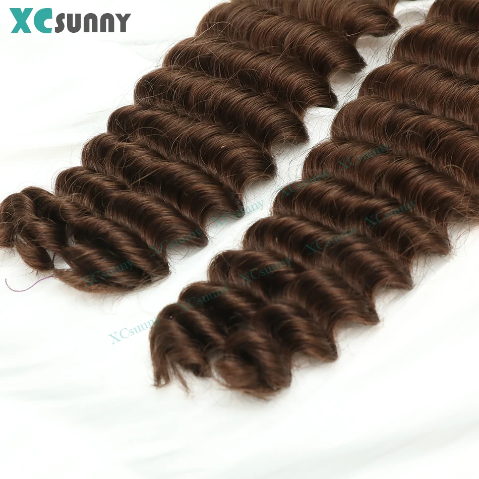 ريشة الكروشيه شعر مستعار بشري موجة عميقة اللون 4 قبل فصل Knotless الكروشيه نمط الشعر لضفائر بوهو