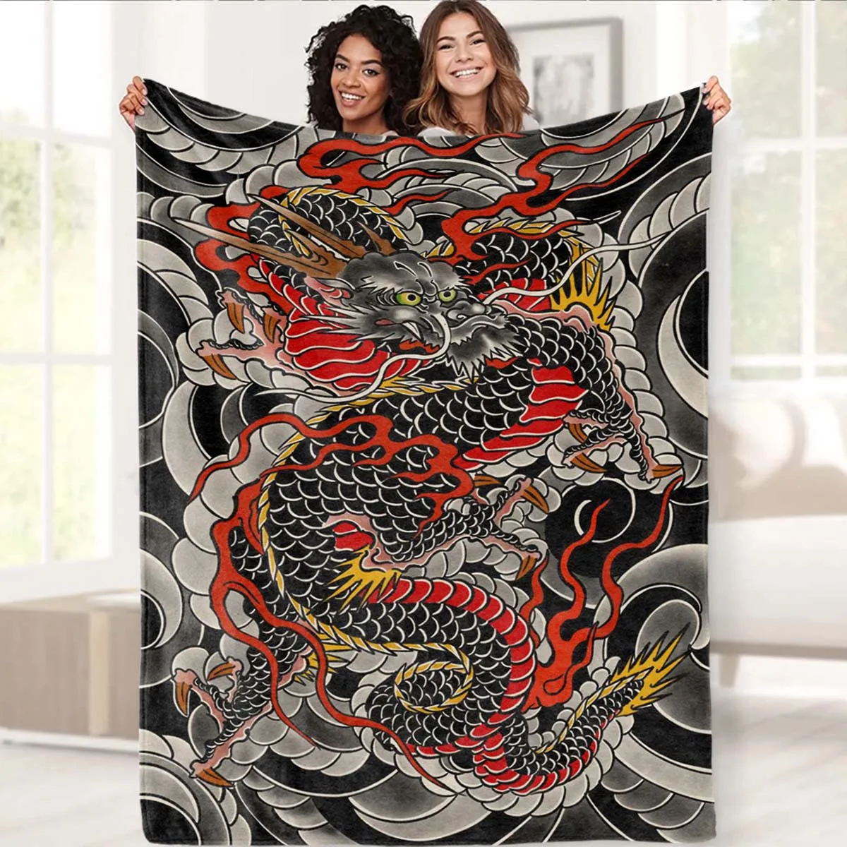 Dragon Flannel Blanket – Soft, Cozy & All-Season, Creative Design – Ideal Nap Throw & Gift for Friends or Birthdays