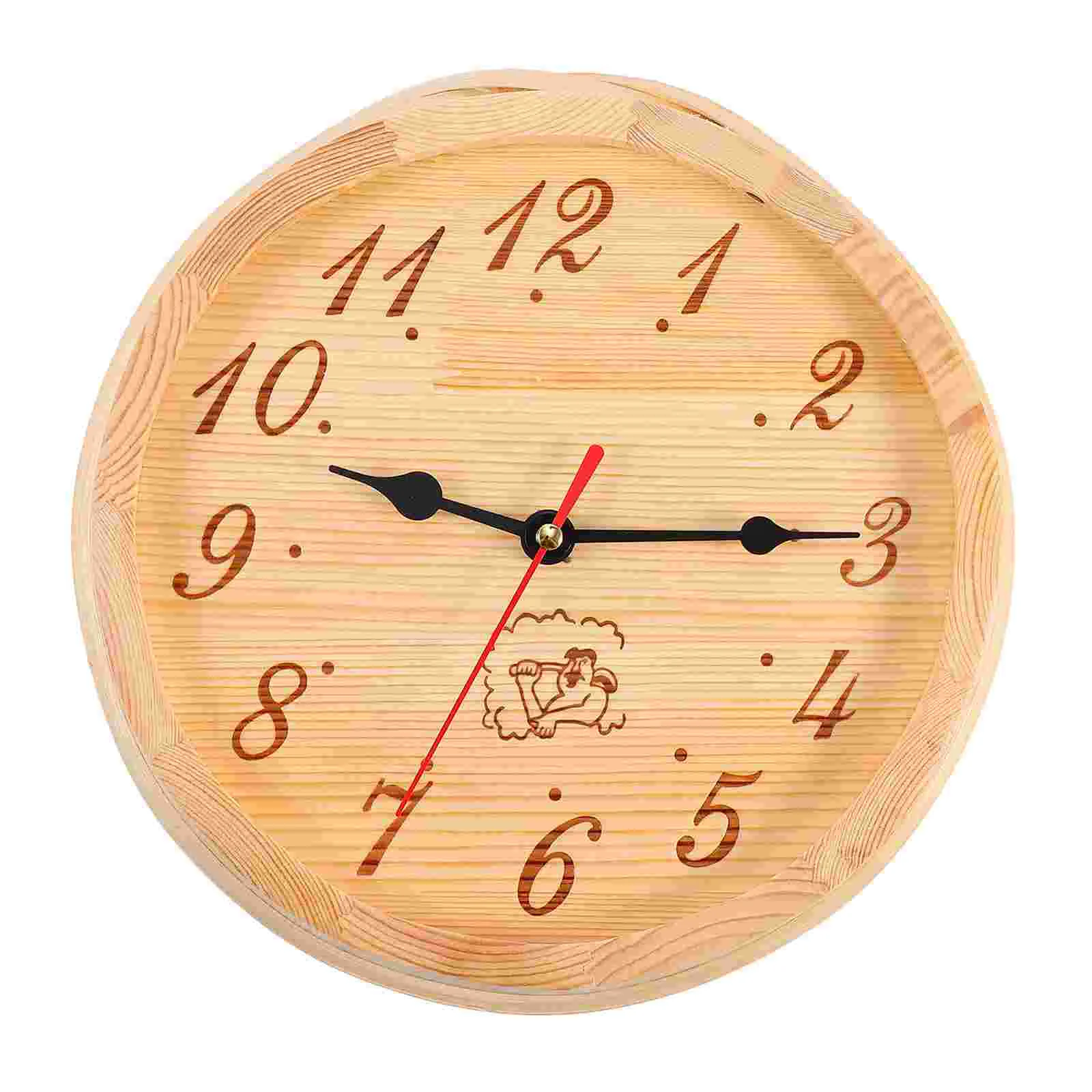 Sauna Wooden Clock Wall Hanging Room Equipment Decorative Timer for Removable