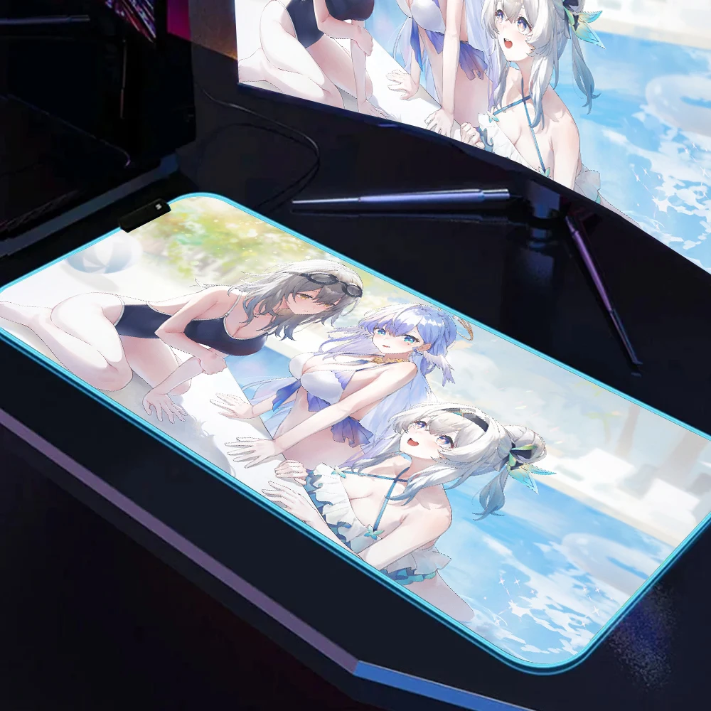 Honkai Star Rail Firefly Mouse Pad High printing XXL Table mat Larges size mousepad RGB backlight computer accessories Mouse pad