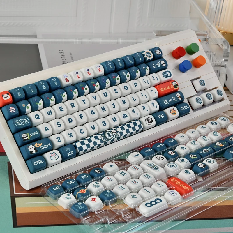 Mahjong Panda MOA round cute girl heart PBT five-sided sublimation keycap office game keycap