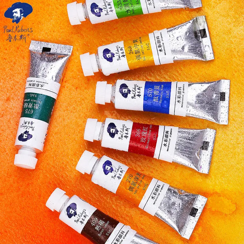 Paul Rubens 5ml 18 Colors Watercolor Paints Tube Set Water Color Paint Pigment for Beginner Drawing Art Supplies