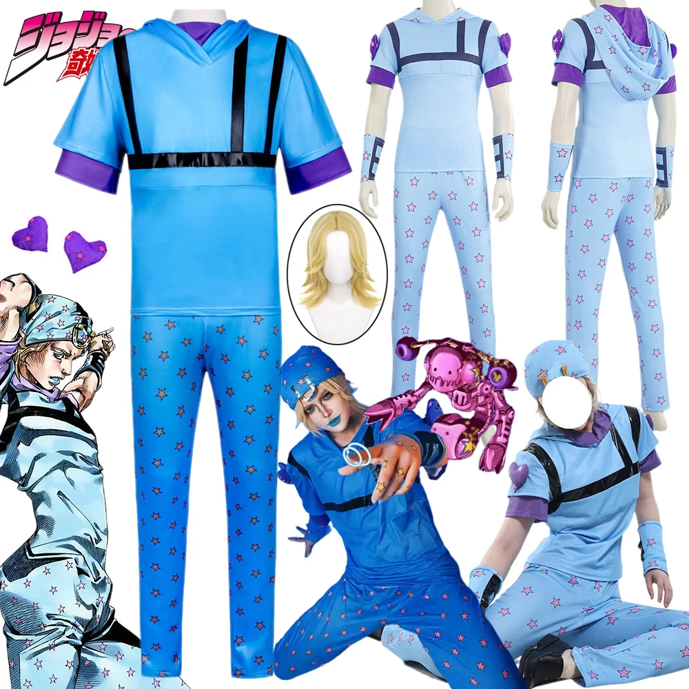 

JOJO Steel Ball Run Jonathan Johnny Joestar Cosplay Costume Anime Bizarre Joe Kid Adventure Suit Halloween Party Men Cos Outfit