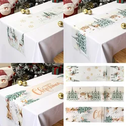 Watercolor Deer Trees Snowflake Christmas Table Runner Christmas Decorations For Home 2025 Xmas Table Flag Navidad Noel Gifts