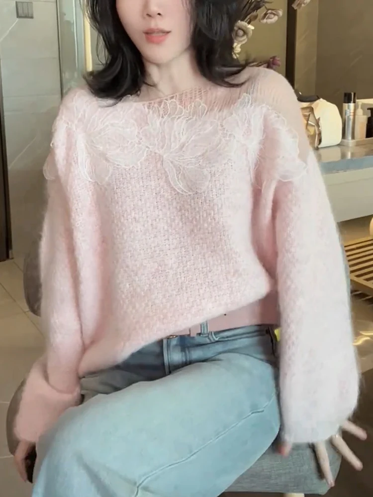 

Soft Knitted Sweater Casual Embroidered High-End Sensation Autumn Winter Large Size Super Beautiful Anti-Aging Top